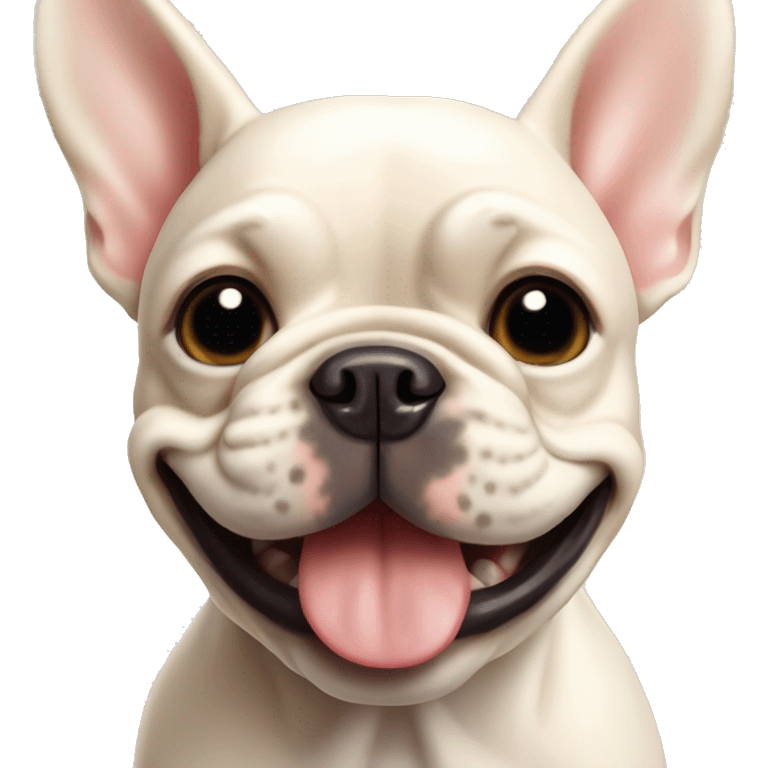 Cream French bulldog happy emoji