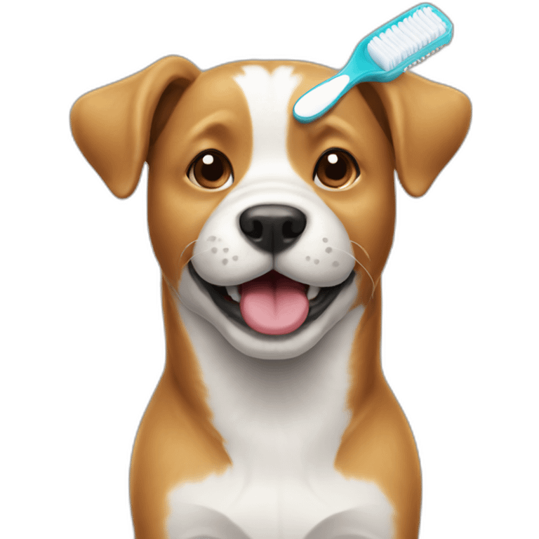 dog and toothbrush emoji