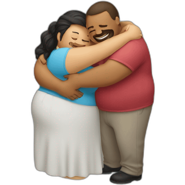 overweight couple hugging emoji