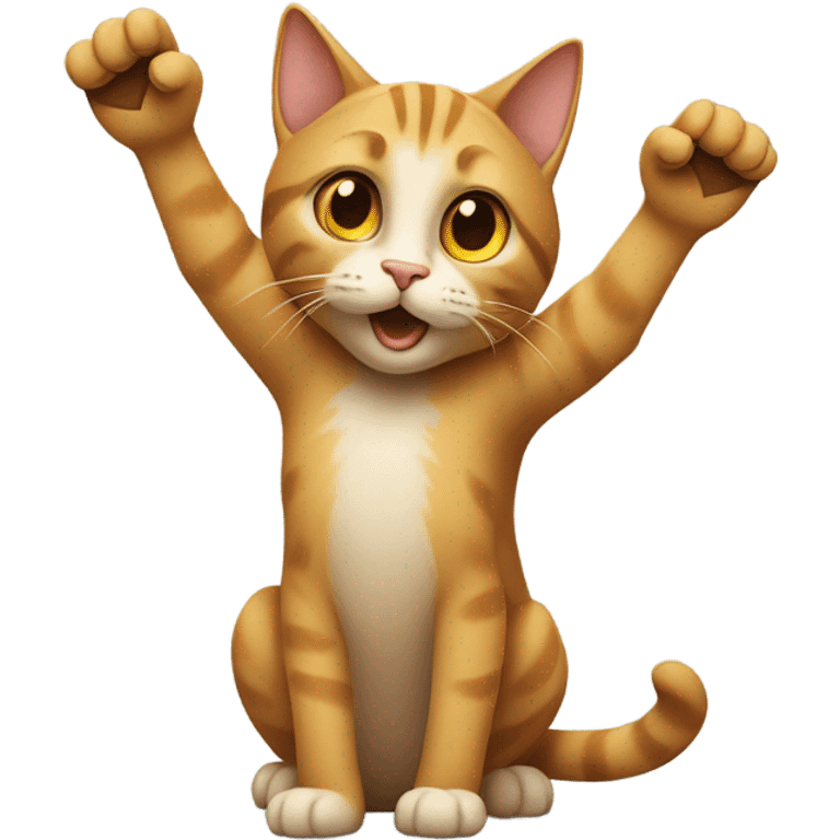 Cat holding hands up emoji