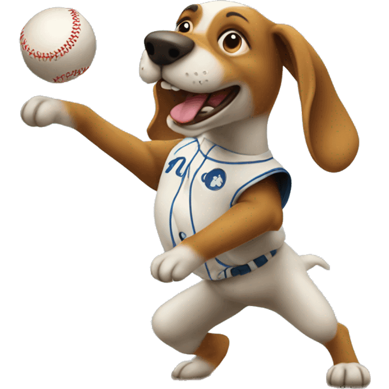 Dog throwing a baseball emoji