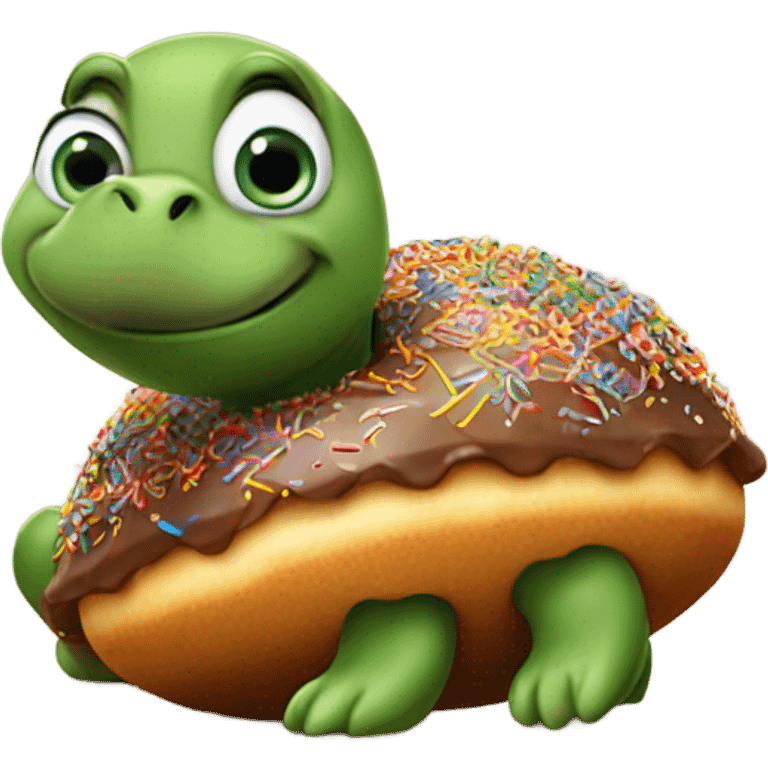 Turtle eating donut emoji