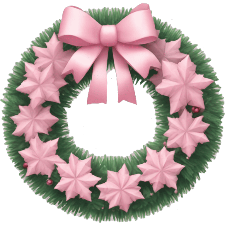 pastel pink christmas wreath with a pink bow emoji