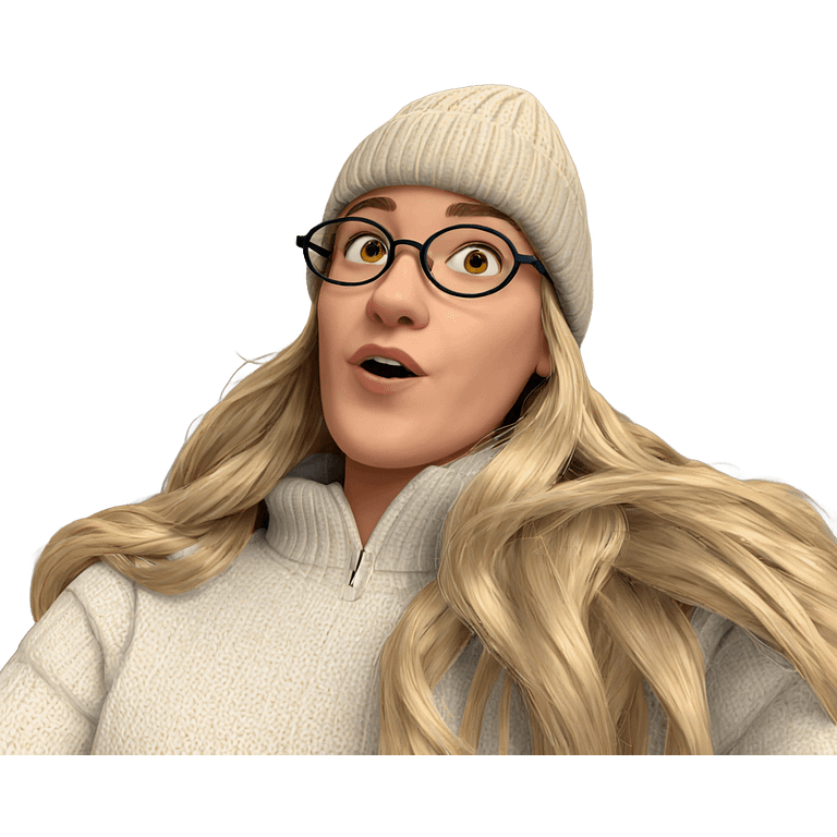 blonde girl in cozy sweater emoji