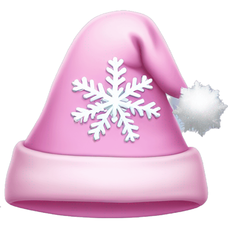 Light pink Santa hat with sparkly snowflakes  emoji