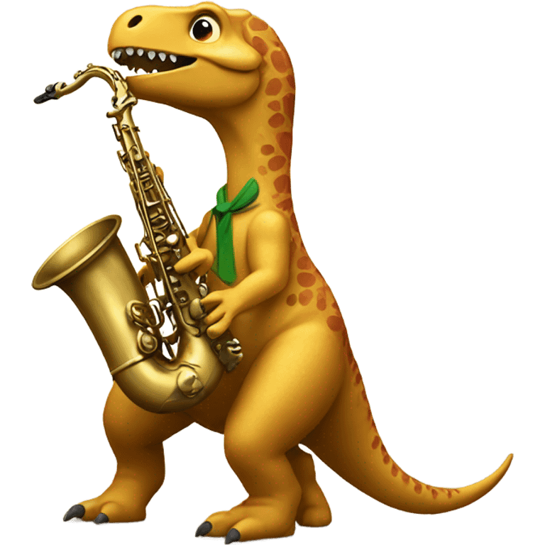 Saxophone riding on a dinosaur with a mustache  emoji