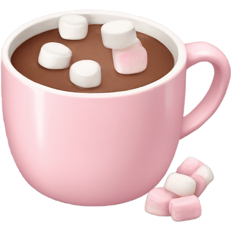 Light Pink mug of hot chocolate with marshmallows  emoji