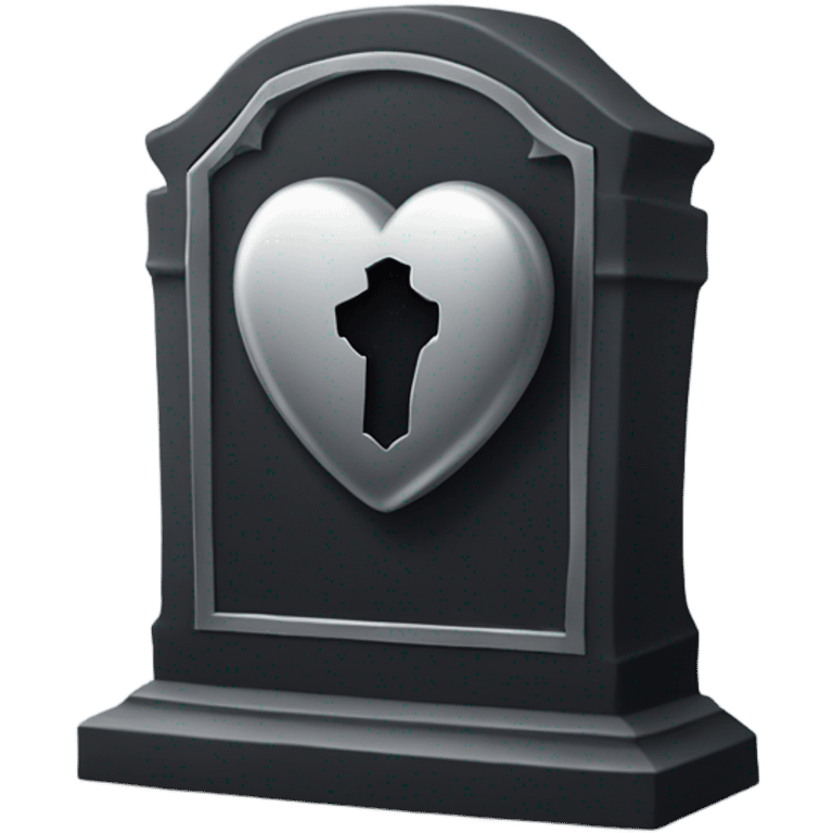 a black tombstone in silver RIP and a silver heart emoji