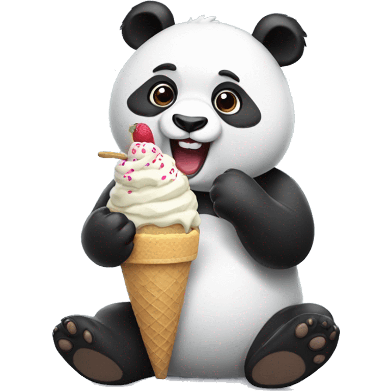 Panda eating ice cream emoji