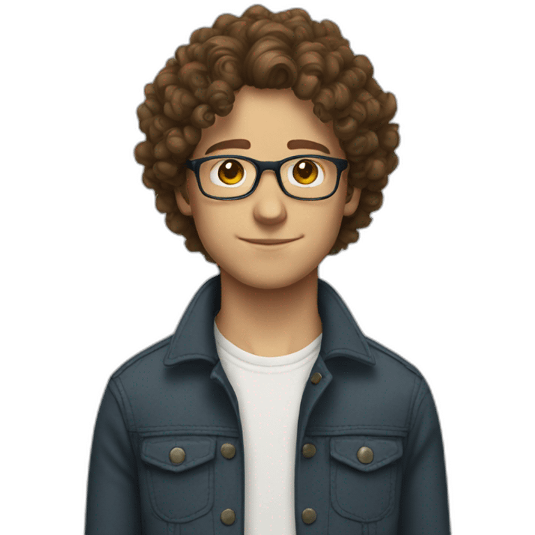 white boy curly brown hair glasses emoji