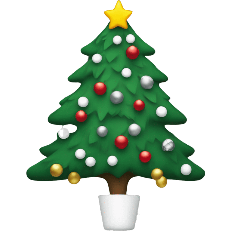 christmas tree with black and white ornaments emoji