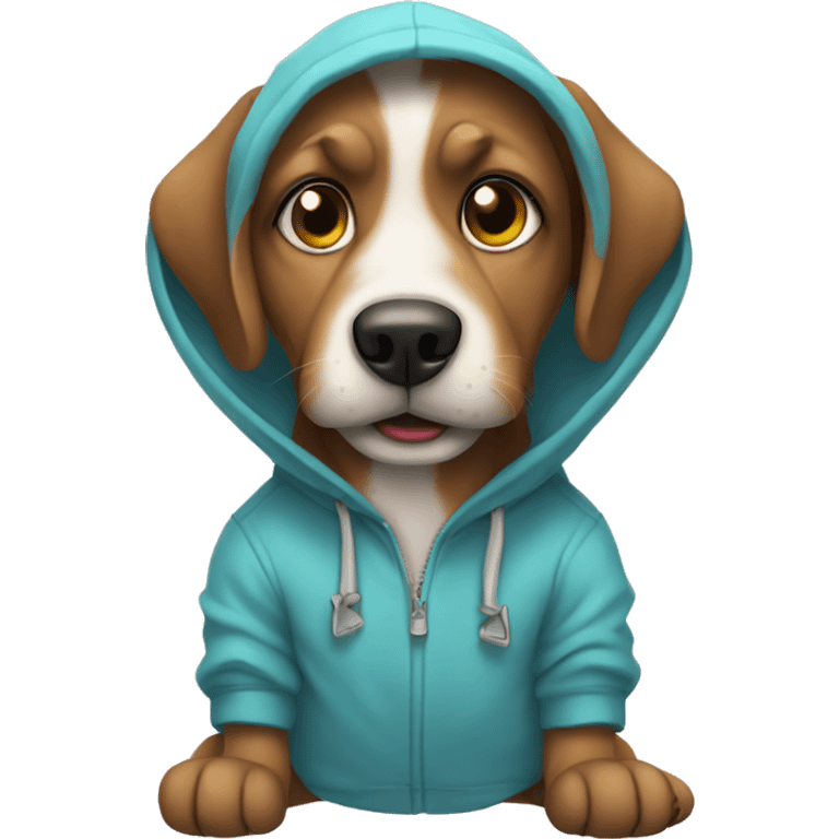 A dog wearing a hoodie  emoji