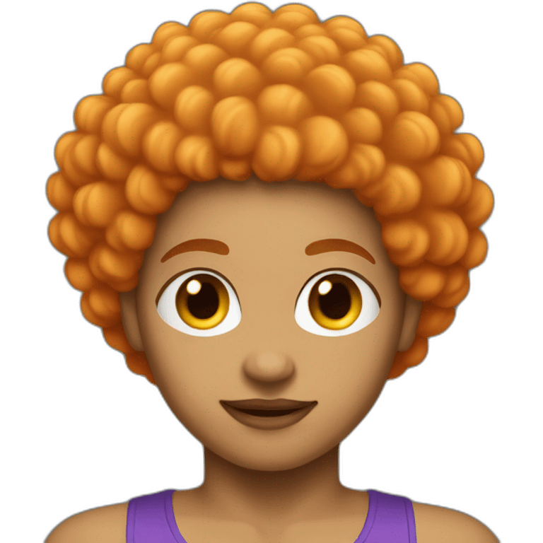 Light skin afro orange in fitness emoji