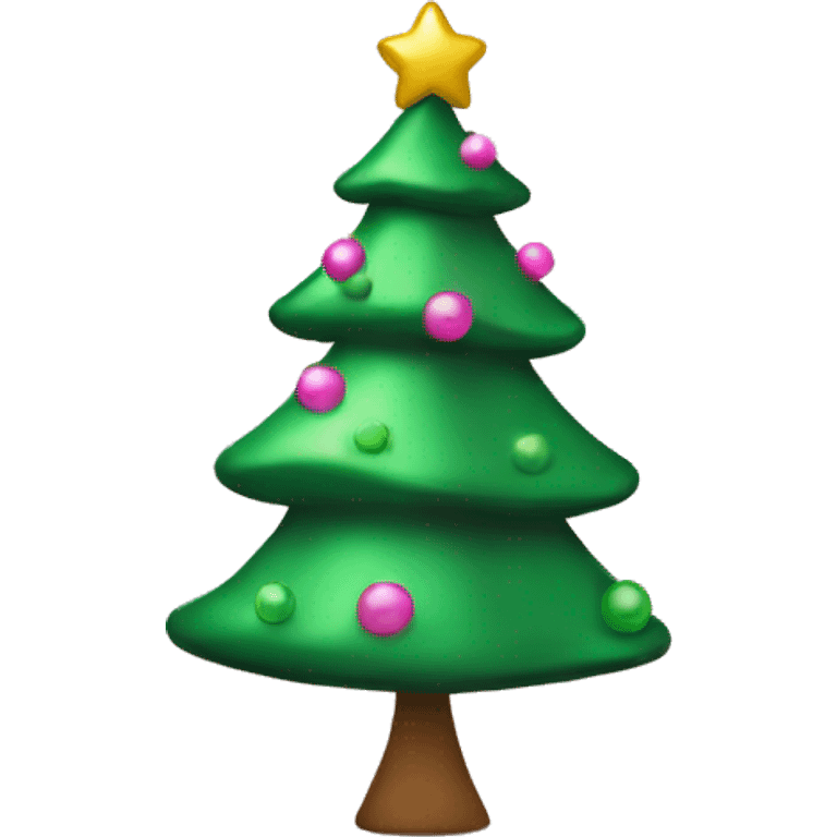 Pink and green Christmas tree emoji