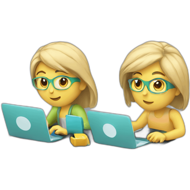 two students coding emoji