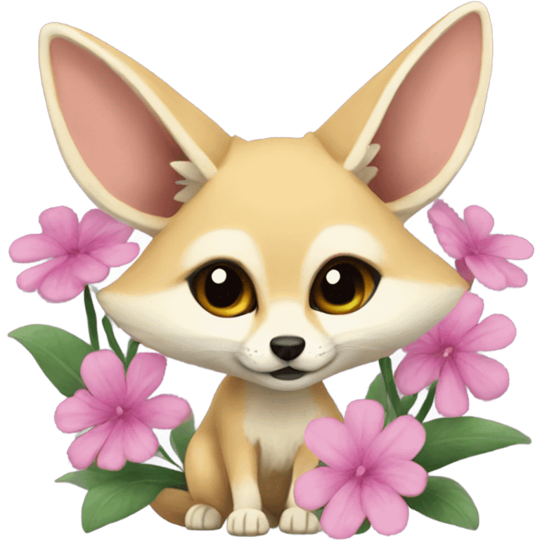 fennec in flowerd emoji