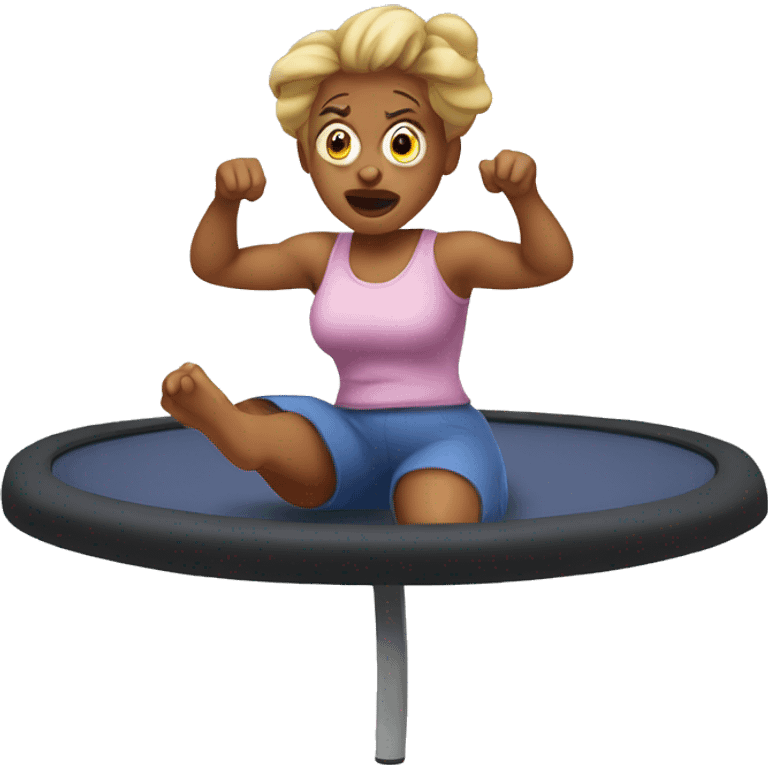 grumpy lady on a trampoline emoji