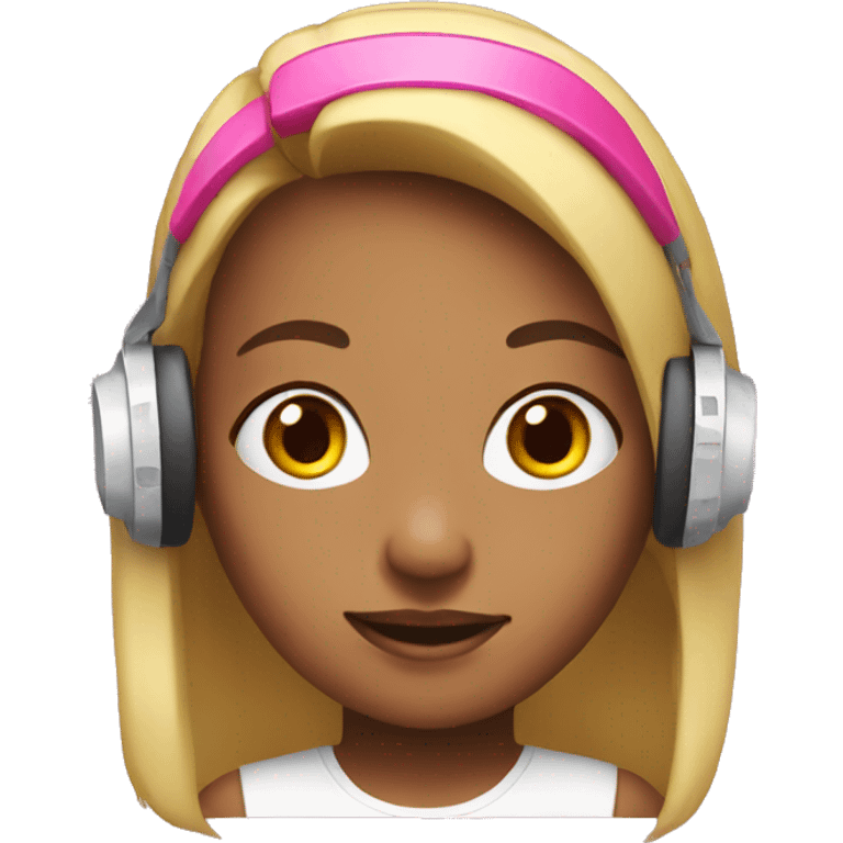 girl with gaming pink headset emoji