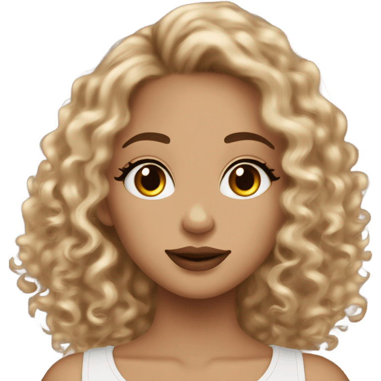 Pretty girl with make up brown and blonde curly hair light skin nose ring ￼ emoji