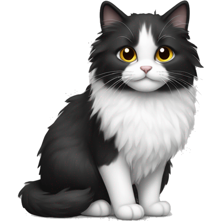 black and white fluffy cat emoji