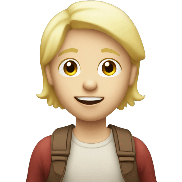 talking blond child with speech bubble near emoji