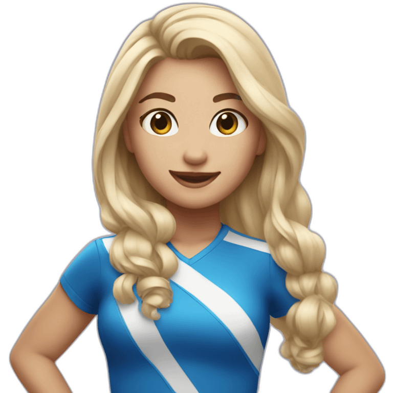 Cheer Girl in blue blonde hair emoji