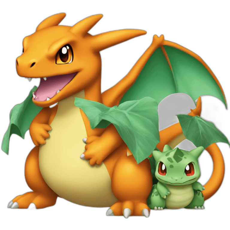 charizard with bulbasaur on top emoji