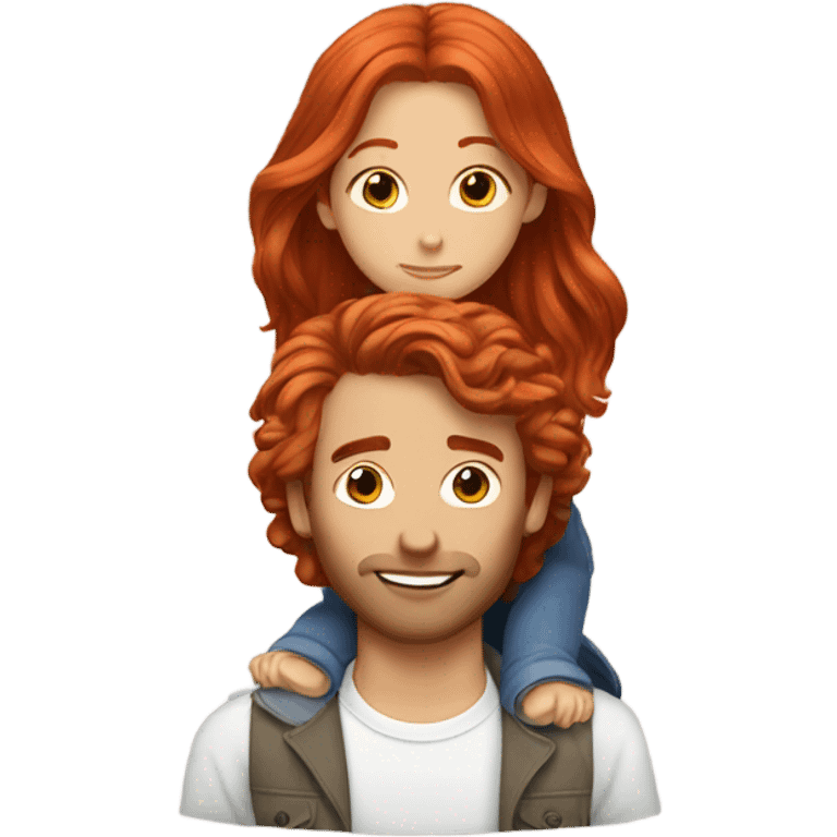 Red hair woman kissing brown hair men emoji