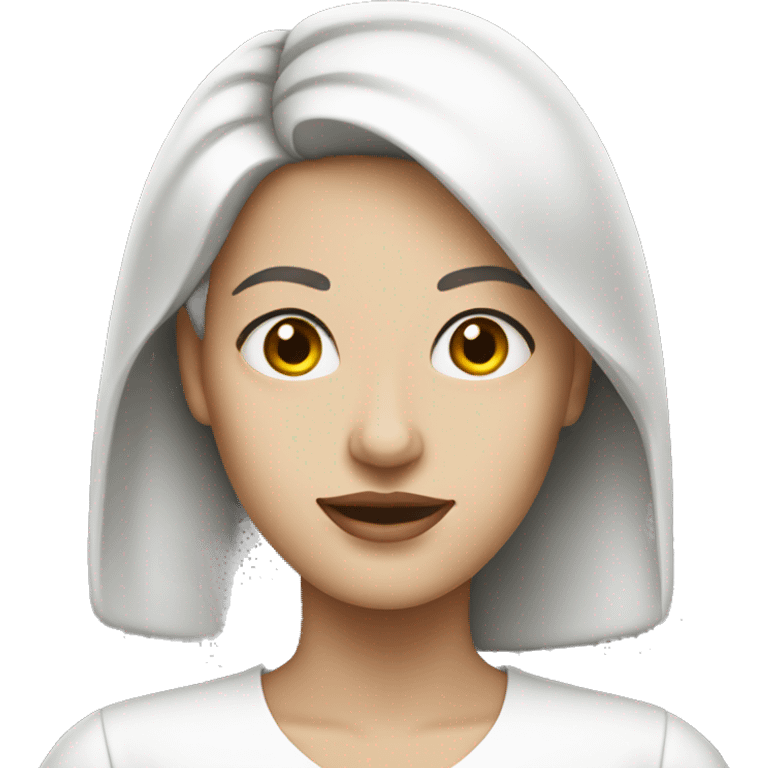 a woman with white skin wearing a white blouse  emoji