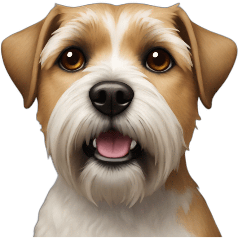 white border terrier with dark brown ears emoji