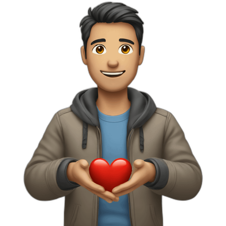 un homme qui fait un coeur avec les mains emoji