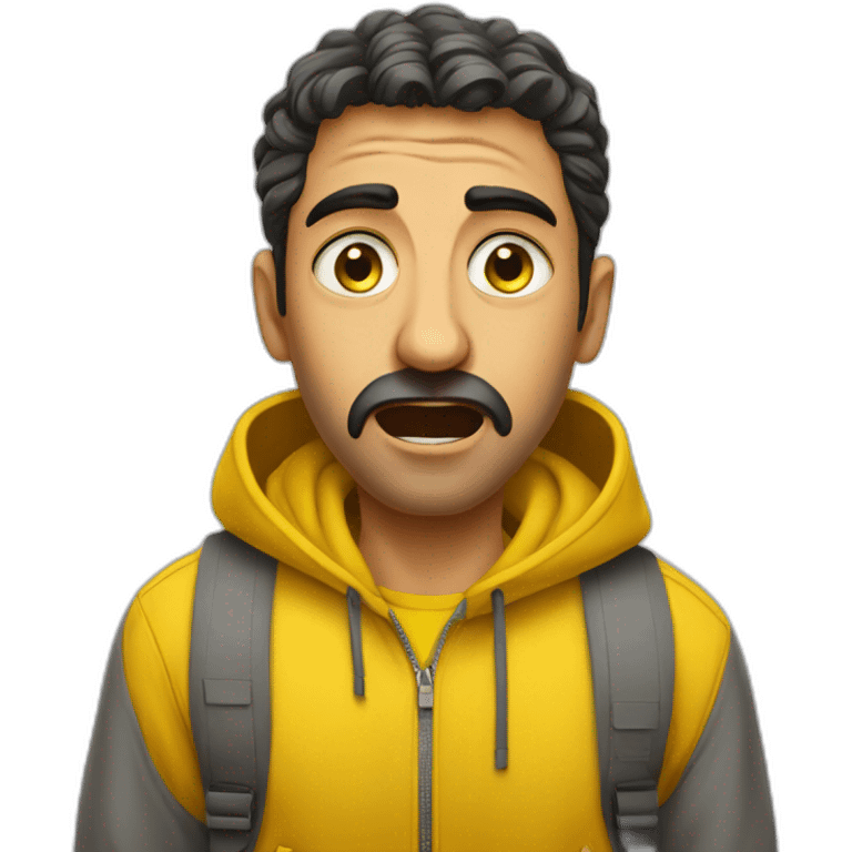 armenian men shocked in yellow sweatshirt emoji