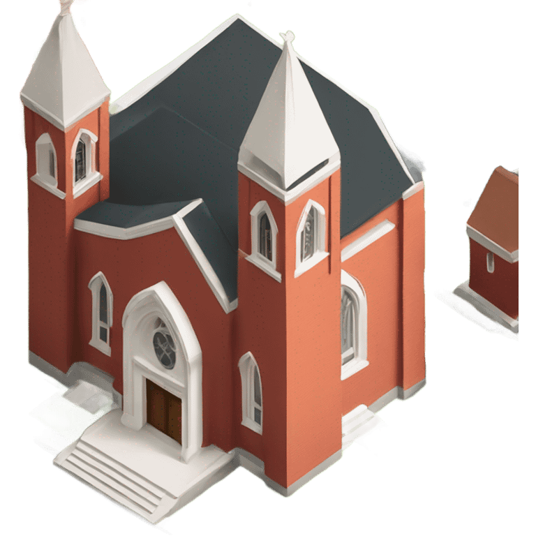 isometric red brick modern church emoji