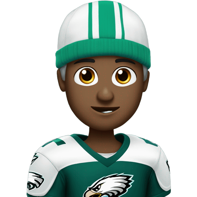 A football dressed as an Eagles fan emoji