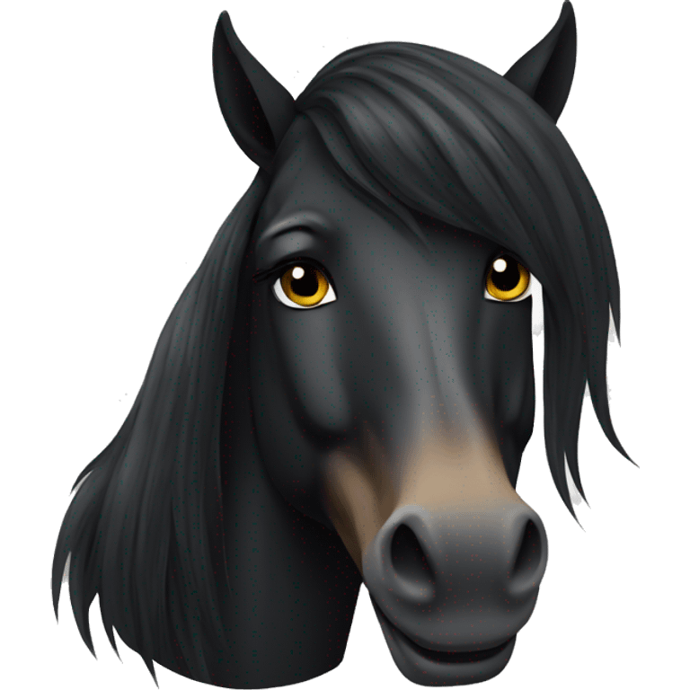 Horses black with mane star print on head  emoji