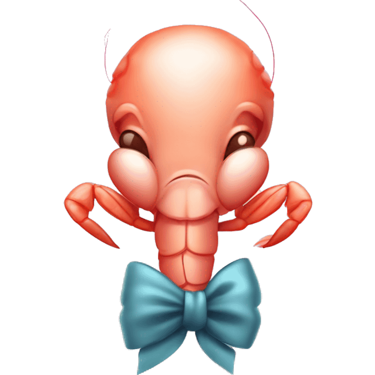 SHRIMP cartoon with pink bow coquette  emoji