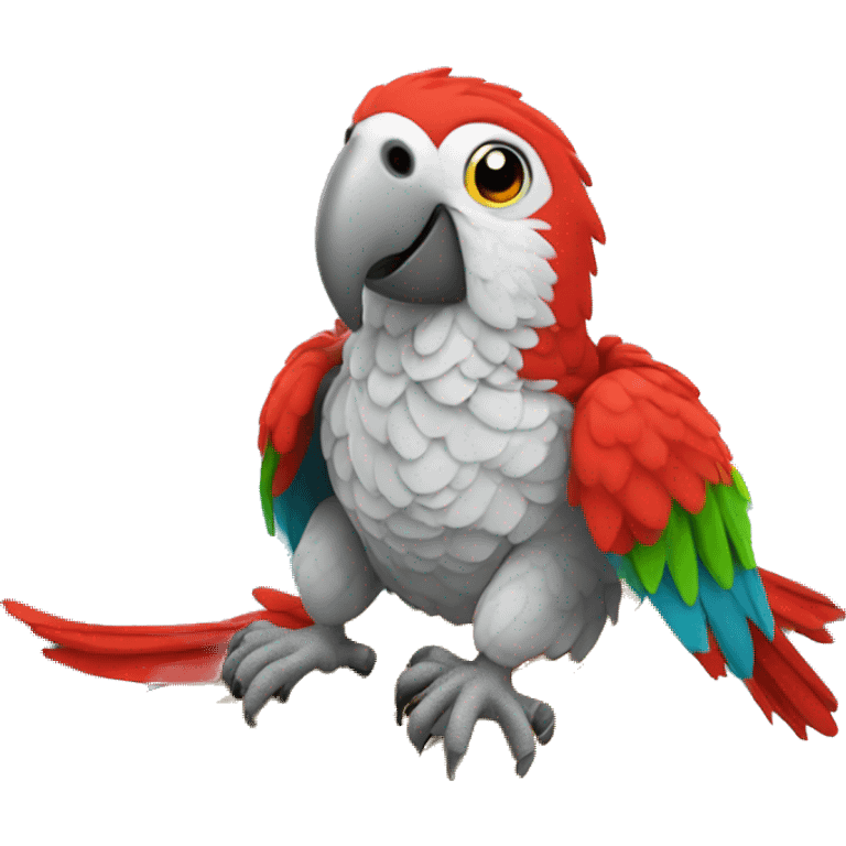 Parrot ara red riding a wave emoji