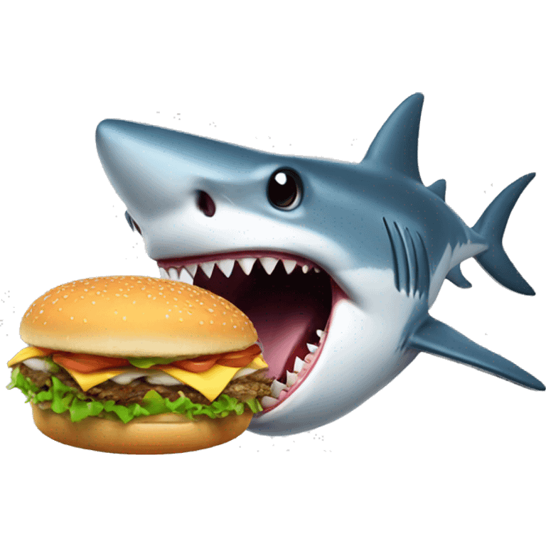 shark eating hamburger emoji