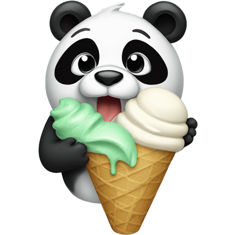 Panda eating ice cream emoji