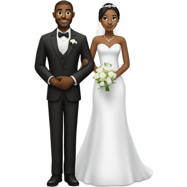 Black groom with goat tee and white brunette wife emoji