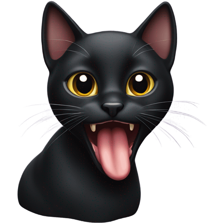 Black cat sticking his tounge out looking like he wants it emoji