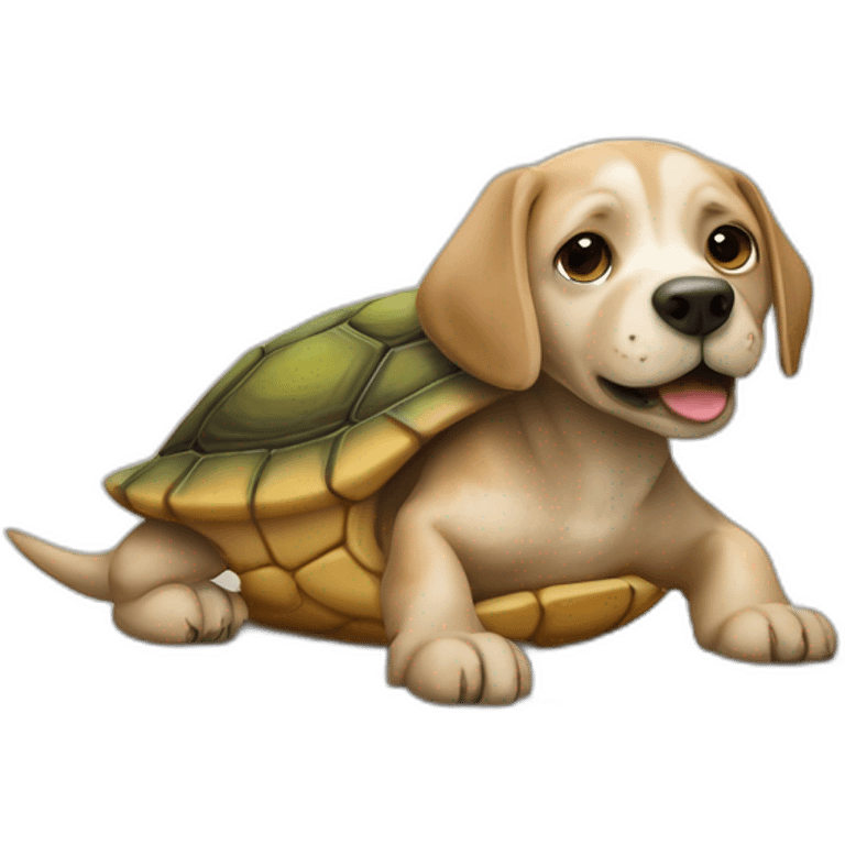 Chien sur une tortue emoji