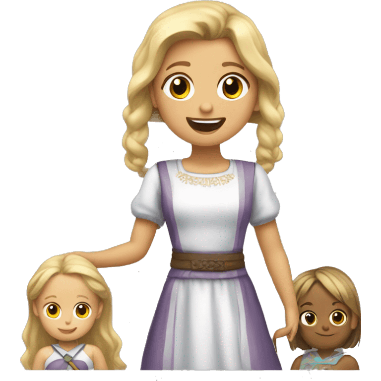 NIÑA RUBIA Y NIÑA CASTAÑA JUGANDO emoji