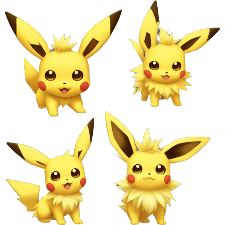 Pikachu-Eevee-Jolteon full body emoji