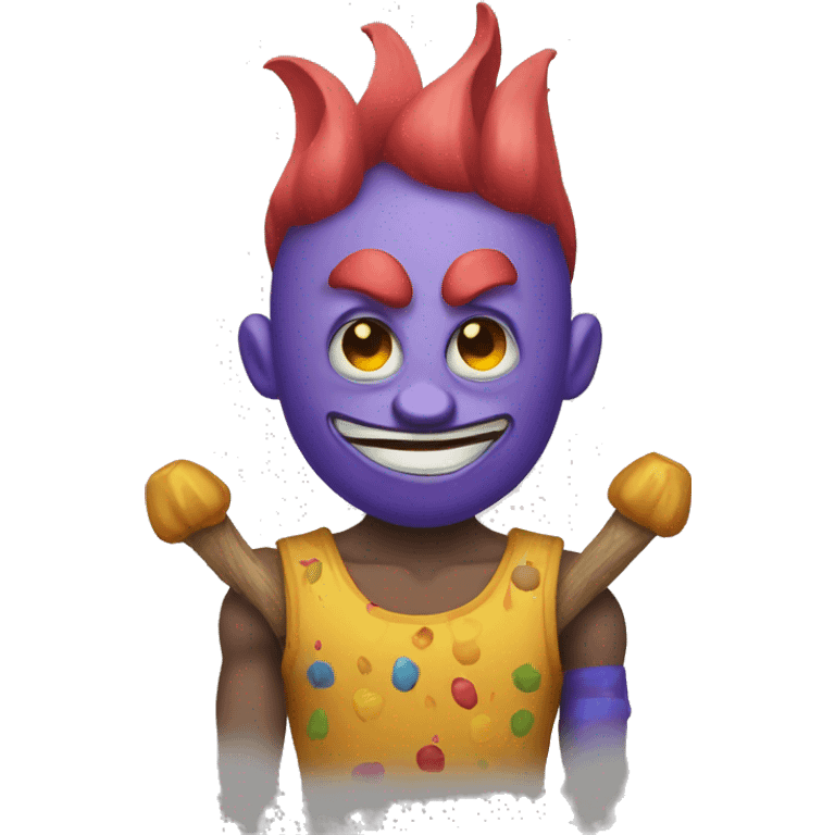 сlown emoji with fouк arms emoji