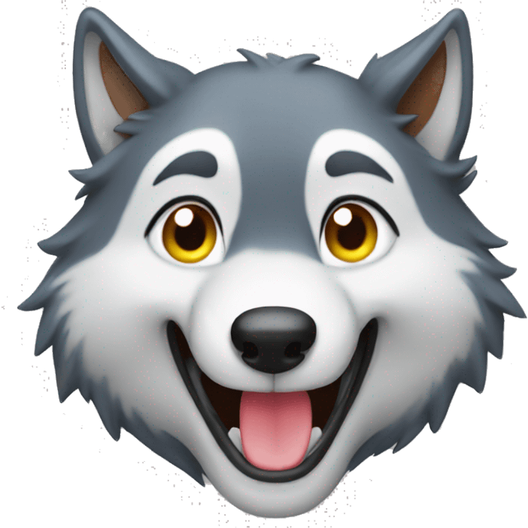 Happy wolf in love  emoji