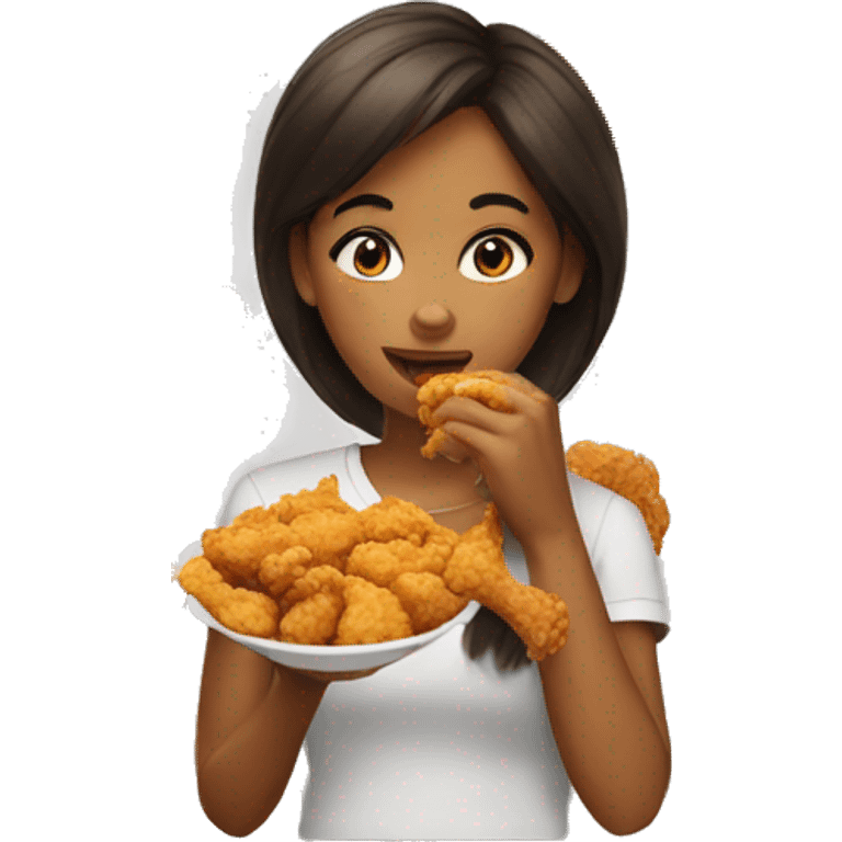 girl eating fried chicken emoji