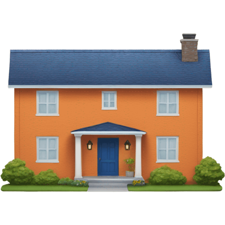 Sapphire colored ranch style house, orange front door  emoji