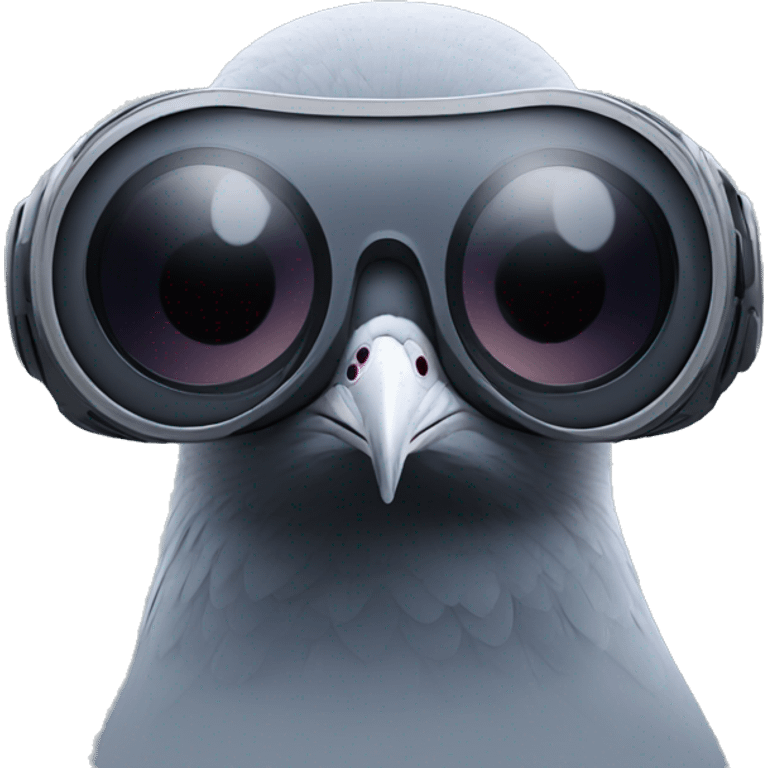 a pigeon with vr goggles front face emoji