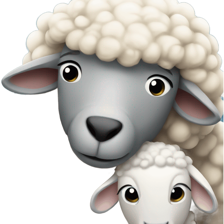 Sheep hugs sheep emoji